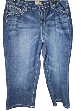 Earl Jeans Women's Dark Blue Denim Capri Jeans Size 20 Embellished Pockets